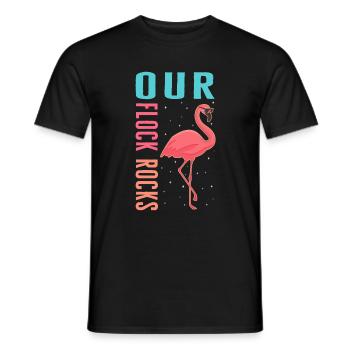Muttertagshemd, Unsere Herde rockt Flamingo - Männer T-Shirt - Schwarz - Vorne - AI Model Male 178 light (178cm)