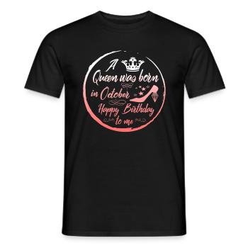 Une reine est née en octobre anniversaire - T-shirt homme - noir - Devant - AI Model Male 178 light (178cm)