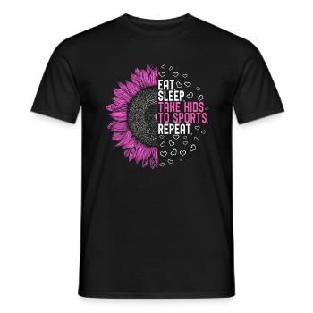 Mom Shirt, Eat Sleep Take Kids To Sport Repeat, - Men's T-Shirt - black - Front - AI Model Male 178 light (178cm)