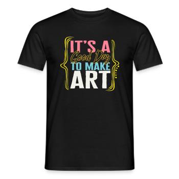 Chemise d’art, c’est une bonne journée pour faire de l’art, de l’amour de l’art - T-shirt homme - noir - Devant - AI Model Male 178 light (178cm)