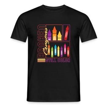 Art Shirt, Broken Crayons Still Color, Art - Men's T-Shirt - black - Front - AI Model Male 178 light (178cm)