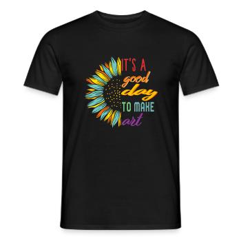 Art Shirt, Es ist ein guter Tag, um Kunst Sonnenblume zu machen, - Männer T-Shirt - Schwarz - Vorne - AI Model Male 178 light (178cm)