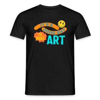 Chemise d’art, c’est une bonne journée pour faire de l’art, de l’amour de l’art - T-shirt homme - noir - Devant - AI Model Male 178 light (178cm)
