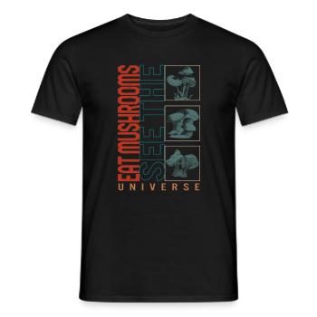 Chemise de champignons, mangez des champignons, voyez l'univers, - T-shirt homme - noir - Devant - AI Model Male 178 light (178cm)