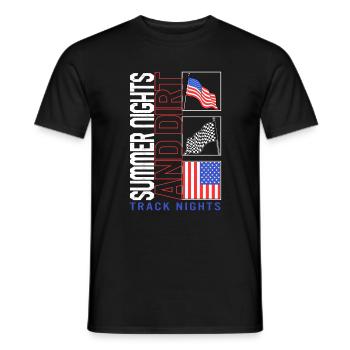 Racing Shirt, Sommernächte und Dirt Track Lights - Männer T-Shirt - Schwarz - Vorne - AI Model Male 178 light (178cm)
