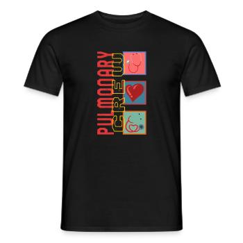Atemtherapeuten-Shirt, Pulmonary Crew Tee, - Männer T-Shirt - Schwarz - Vorne - AI Model Male 178 light (178cm)
