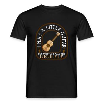 Chemise ukulélé musicien, je joue un peu de guitare - T-shirt homme - noir - Devant - AI Model Male 178 light (178cm)