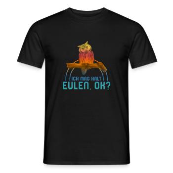 Eulen-Hemd, ich mag Stopp-Eulen-Ok-T-Stück, - Men's T-Shirt - black - Front - AI Model Male 178 light (178cm)