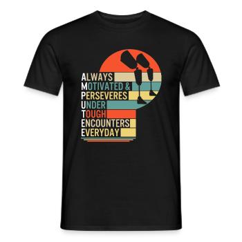 Amputee Always Motivated And Perseveres Shirt, - Men's T-Shirt - black - Front - AI Model Male 178 light (178cm)