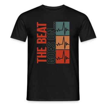 Heart Surgery Shirt, The Beat Goes On Heart Beat - Men's T-Shirt - black - Front - AI Model Male 178 light (178cm)