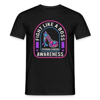 Chemise de sensibilisation au cancer de la thyroïde, combattez comme un patron - T-shirt homme - noir - Devant - AI Model Male 178 light (178cm)