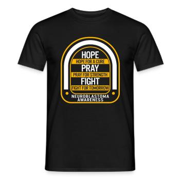 Chemise de sensibilisation au neuroblastome, Hope Pray Fight - T-shirt homme - noir - Devant - AI Model Male 178 light (178cm)