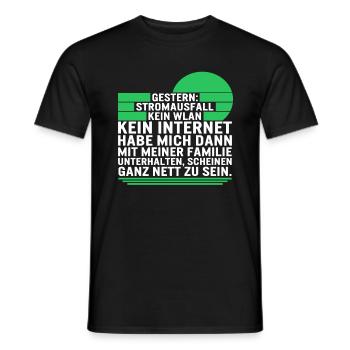 Gestern Stromausfall Kein Wlan Kein Internet Habe - Men's T-Shirt - black - Front - AI Model Male 178 light (178cm)