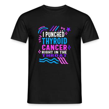 Thyroid Cancer Awareness Shirt, I Punched Thyroid - Men's T-Shirt - black - Front - AI Model Male 178 light (178cm)