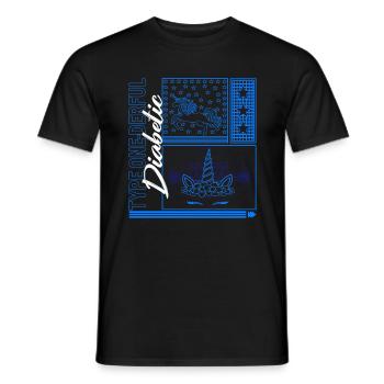 Chemise de sensibilisation au diabète, type Onederful Diabetic - T-shirt homme - noir - Devant - AI Model Male 178 light (178cm)