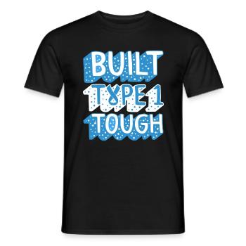 Chemise de sensibilisation au diabète, construit de type 1 bleu dur - T-shirt homme - noir - Devant - AI Model Male 178 light (178cm)