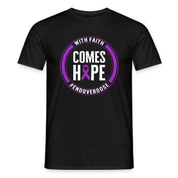 Chemise de sensibilisation aux surdoses de drogue, avec la foi vient - T-shirt homme - noir - Devant - AI Model Male 178 light (178cm)