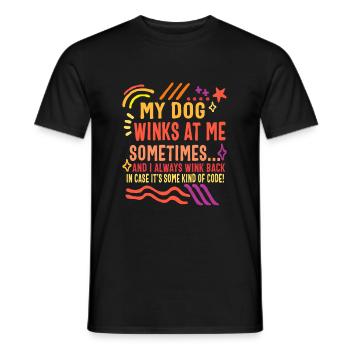 Chemise de chien, mon chien me fait un clin d’œil parfois drôle tee - T-shirt homme - noir - Devant - AI Model Male 178 light (178cm)
