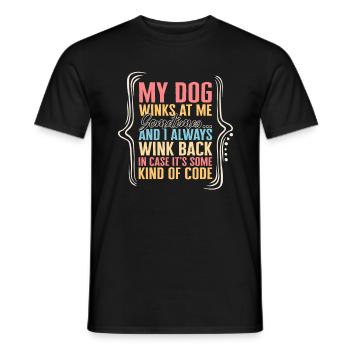 Chemise de chien, mon chien me fait un clin d’œil parfois drôle tee - T-shirt homme - noir - Devant - AI Model Male 178 light (178cm)