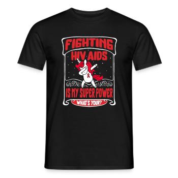HIV AIDS Awareness Month Shirt, Dabbing Unicorn - Men's T-Shirt - black - Front - AI Model Male 178 light (178cm)