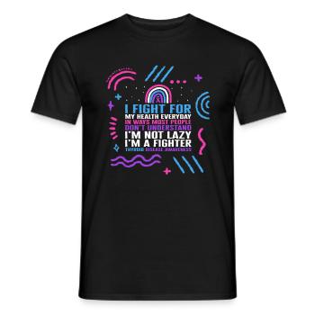 Thyroid Cancer Awareness Shirt, I Fight For My - Men's T-Shirt - black - Front - AI Model Male 178 light (178cm)