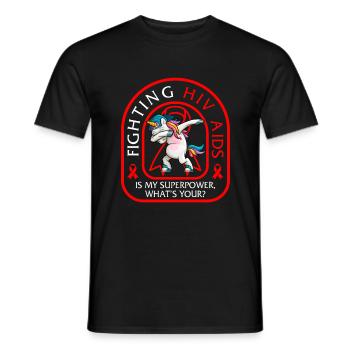 HIV AIDS Awareness Month Shirt, Dabbing Unicorn - Men's T-Shirt - black - Front - AI Model Male 178 light (178cm)