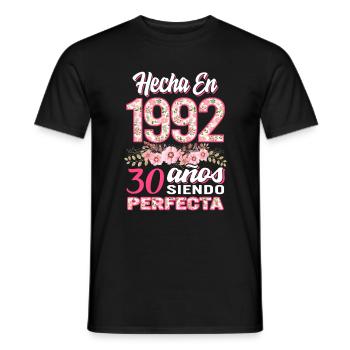 Mujer 30 Cumpleaños Regalo Hecha En 1992, 30 Anos - Men's T-Shirt - black - Front - AI Model Male 178 light (178cm)