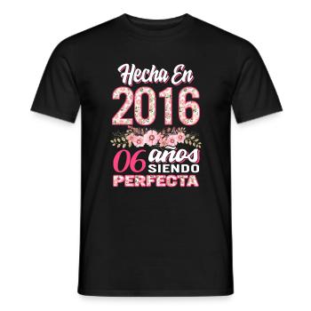 Mujer 06 Cumpleaños Regalo Hecha En 2016, 06 Anos - Men's T-Shirt - black - Front - AI Model Male 178 light (178cm)
