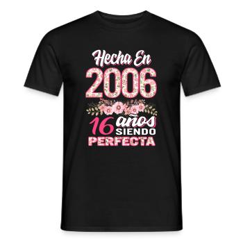 Mujer 16 Cumpleaños Regalo Hecha En 2006, 16 Anos - Men's T-Shirt - black - Front - AI Model Male 178 light (178cm)
