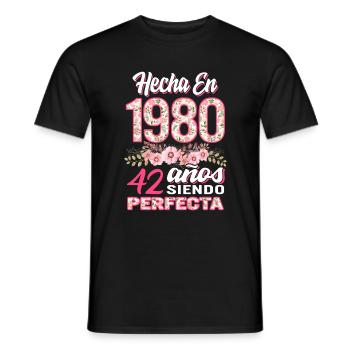 Mujer 42 Cumpleaños Regalo Hecha En 1980, 42 Anos - Men's T-Shirt - black - Front - AI Model Male 178 light (178cm)
