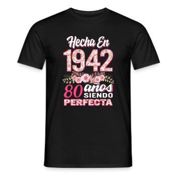 Mujer 80 Cumpleaños Regalo Hecha En 1942, 80 Anos - T-shirt homme - noir - Devant - AI Model Male 178 light (178cm)