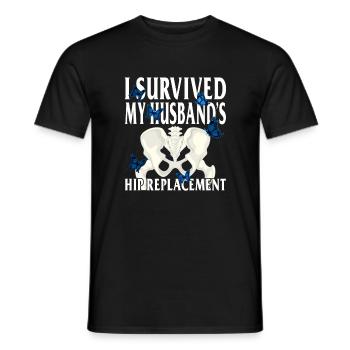 Hip Surgery Shirt, My Husband's Hip Replacement, - Men's T-Shirt - black - Front - AI Model Male 178 light (178cm)