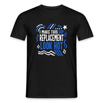 Chemise de chirurgie de la hanche, remplacement de la hanche look chaud, - T-shirt homme - noir - Devant - AI Model Male 178 light (178cm)