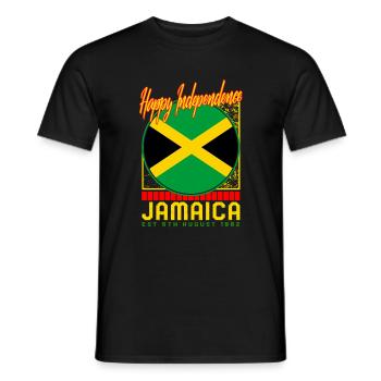 Jamaika Hemd, Happy Independence Jamaika Flagge - Männer T-Shirt - Schwarz - Vorne - AI Model Male 178 light (178cm)