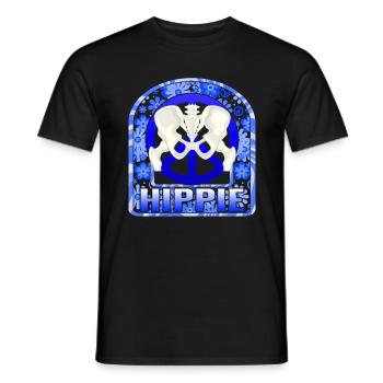 Hüft-OP-Shirt, Hippie Blumen-Tee, Bionic - Männer T-Shirt - Schwarz - Vorne - AI Model Male 178 light (178cm)