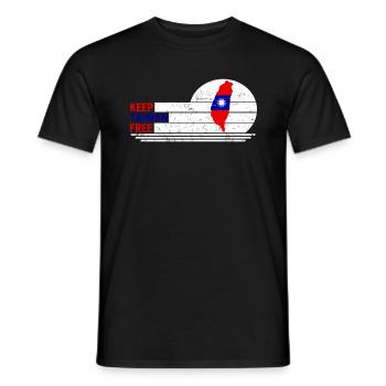 Taiwan Shirt, Keep Taiwan Free Flag Map Art Tee, - Men's T-Shirt - black - Front - AI Model Male 178 light (178cm)