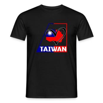 Taiwan Hemd, Taiwan Flagge Herz Design Kunst Tee, - Männer T-Shirt - Schwarz - Vorne - AI Model Male 178 light (178cm)