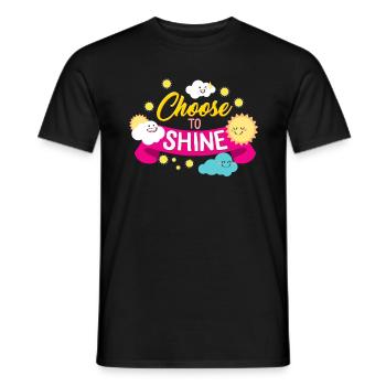 Positivity Shirt, Choose To Shine Clouds Sun Tee, - Männer T-Shirt - Schwarz - Vorne - AI Model Male 178 light (178cm)
