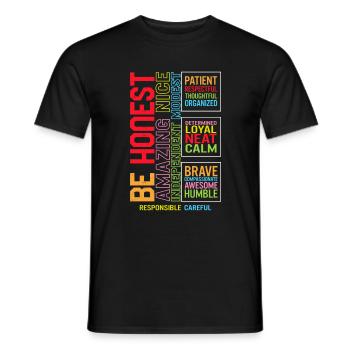 Chemise de réflexion positive, tee-shirt honnête, croissance - T-shirt homme - noir - Devant - AI Model Male 178 light (178cm)