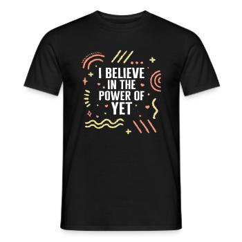 Positivity Shirt, Power Of Yet Tee, Jugend - Männer T-Shirt - Schwarz - Vorne - AI Model Male 178 light (178cm)
