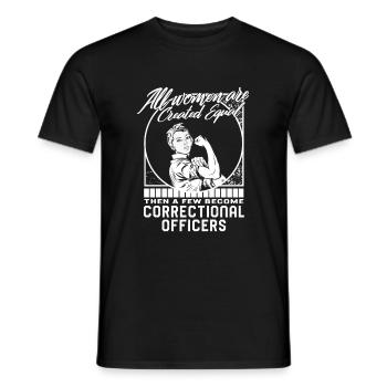 Chemise d’agent correctionnel, toutes les femmes sont créées - T-shirt homme - noir - Devant - AI Model Male 178 light (178cm)