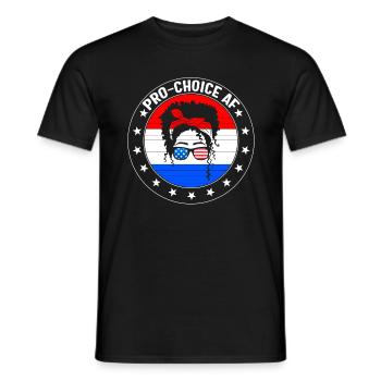 Pro Choice AF Shirt, Messy Bun, Middle Finger - Men's T-Shirt - black - Front - AI Model Male 178 light (178cm)