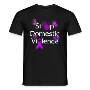 Domestic Violence Awareness Shirt, Stop Domestic - Men's T-Shirt - black - Front - AI Model Male 178 light (178cm)