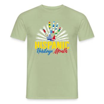 Chemise du Mois national du patrimoine hispanique, hispanique - T-shirt homme - vert sauge - Devant - AI Model Male 178 light (178cm)