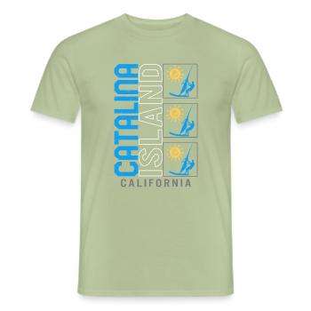 Catalina Island Shirt, Windsurf Surfbrett - Männer T-Shirt - Sage - Vorne - AI Model Male 178 light (178cm)