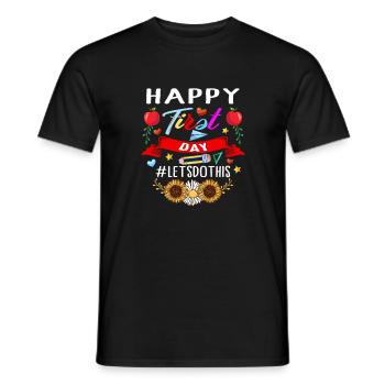 Back to School Shirt, Happy First Day Let's Do - Männer T-Shirt - Schwarz - Vorne - AI Model Male 178 light (178cm)