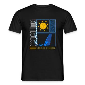 Catalina Island Shirt, Windsurf Surfbrett - Männer T-Shirt - Schwarz - Vorne - AI Model Male 178 light (178cm)