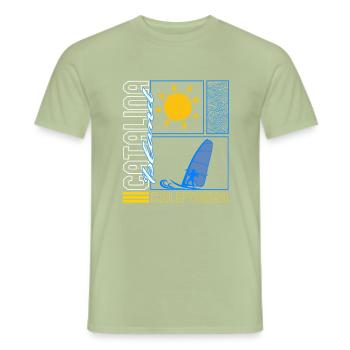 Catalina Island Shirt, Windsurf Surfbrett - Männer T-Shirt - Sage - Vorne - AI Model Male 178 light (178cm)