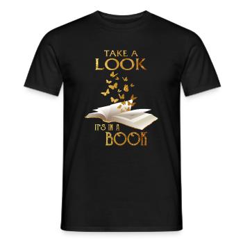 Chemise de lecture Jetez un coup d’œil C’est dans un livre - T-shirt homme - noir - Devant - AI Model Male 178 light (178cm)