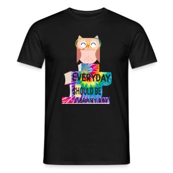 Jeder Tag sollte Bibliothekstag Niedliche Eulenlesung sein - Männer T-Shirt - Schwarz - Vorne - AI Model Male 178 light (178cm)